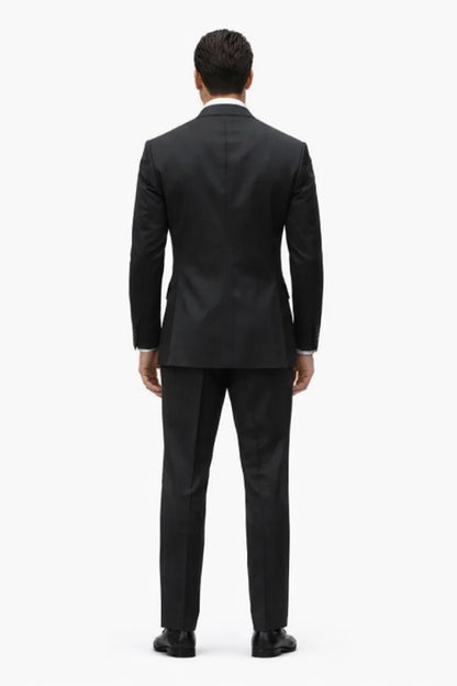 Mens Premium Black Double Breasted Poplin Classic Suit