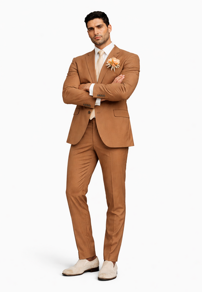 Men's Rust Brown Slim Fit Wedding Suit for Men, All Sizes Men's Rust Brown Slim Fit Wedding Suit for Men, All Sizes