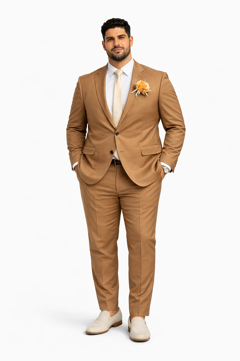 Mens Rust Brown Wedding Suit Modern Slim Fit Groom Suit for Fall Outdoor Ceremonies