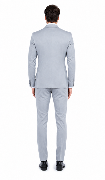 Men’s Silver Dinner Jacket – Satin Peak Lapel Tuxedo Blazer for Weddings, Prom & Formal Events in color silver grey