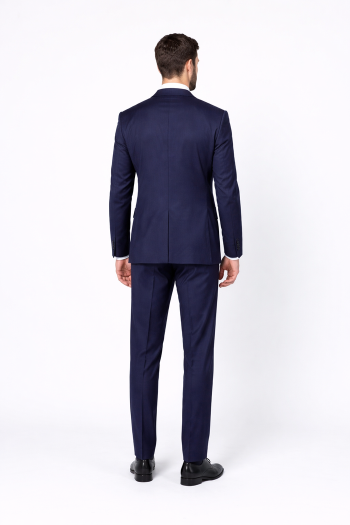 Men??s Slim Fit 100% Wool Suit by Rossiman Rossi ?? Peak Lapel Jacket & Plum Tapered Pants