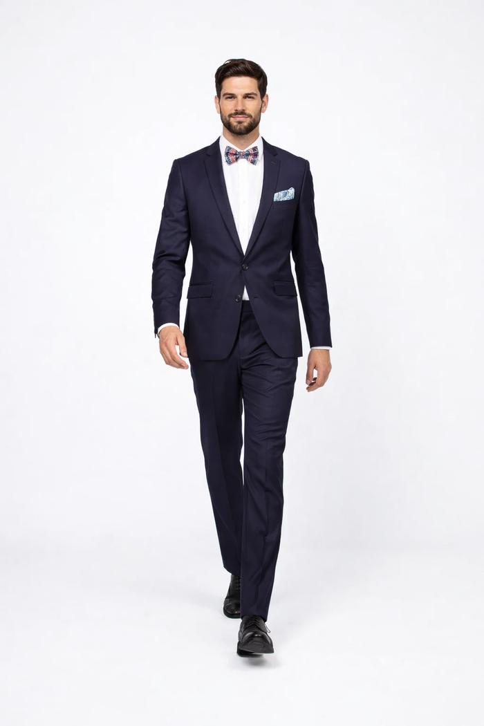 Men??s Slim Fit 100% Wool Suit by Rossiman Rossi ?? Peak Lapel Jacket & Plum Tapered Pants