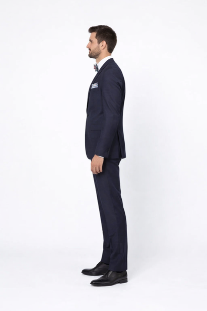Men??s Slim Fit 100% Wool Suit by Rossiman Rossi ?? Peak Lapel Jacket & Plum Tapered Pants