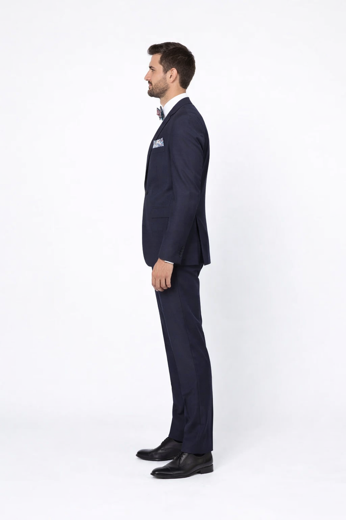 Men??s Slim Fit 100% Wool Suit by Rossiman Rossi ?? Peak Lapel Jacket & Plum Tapered Pants