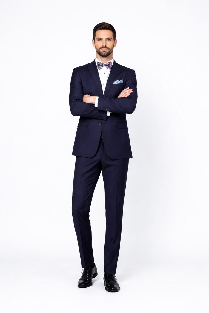 Men??s Slim Fit 100% Wool Suit by Rossiman Rossi ?? Peak Lapel Jacket & Plum Tapered Pants