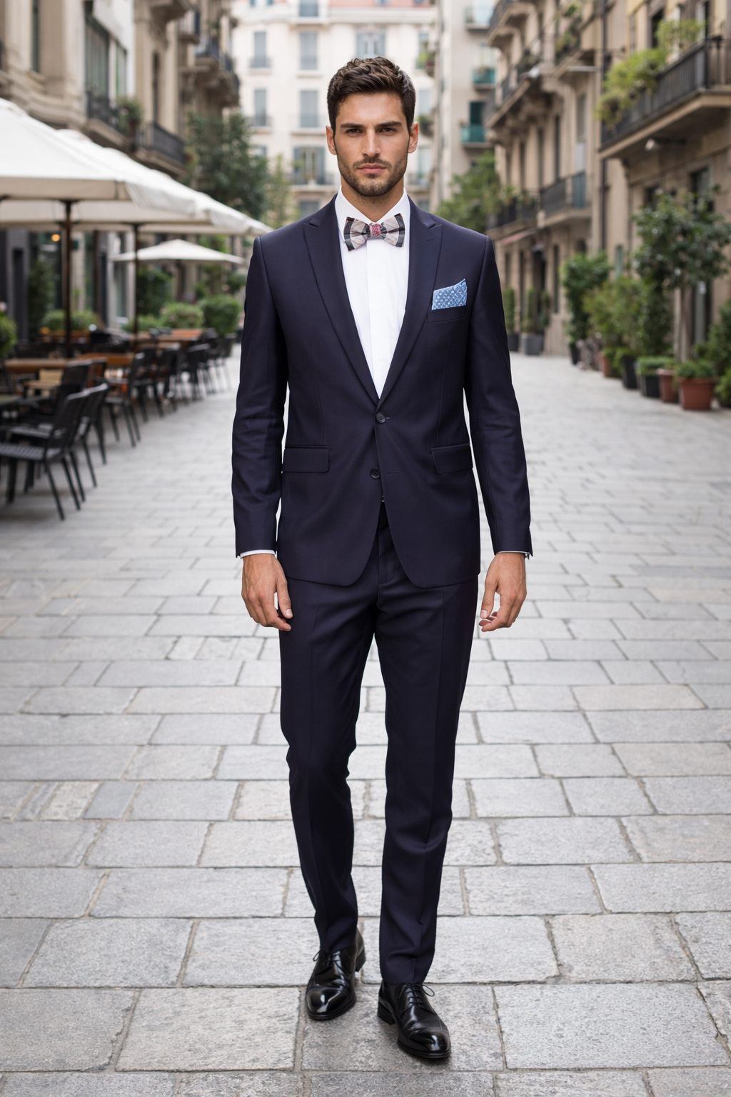 Men??s Slim Fit 100% Wool Suit by Rossiman Rossi ?? Peak Lapel Jacket & Plum Tapered Pants
