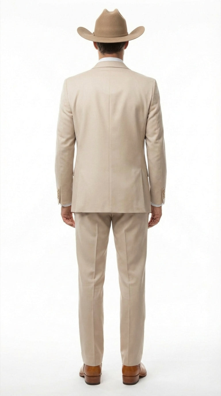 Men’s Tan Cowboy Three Piece Suit – Western Style Wedding and Formal Vested Suit