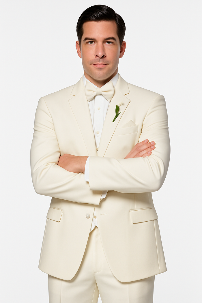 Off White~Ivory~Cream Men'S 2 Button Style Tuxedo Dress Suits