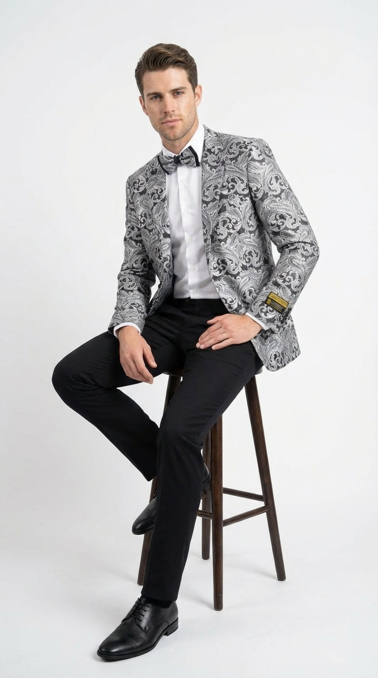 men’s silver prom blazer
