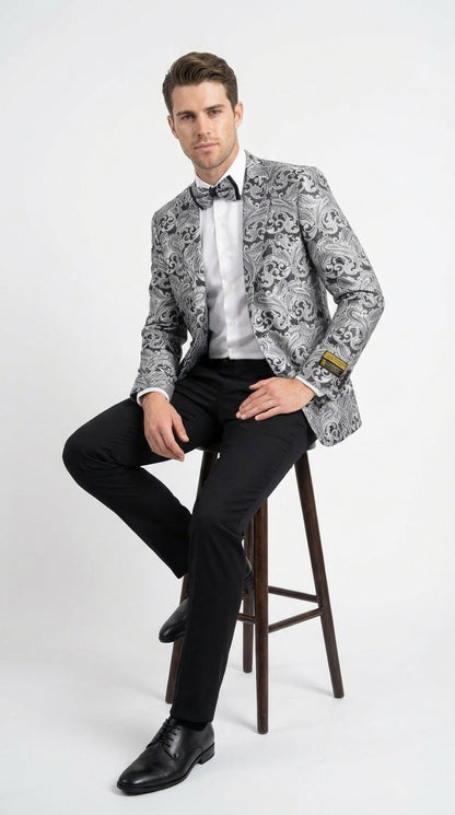 men’s silver prom blazer