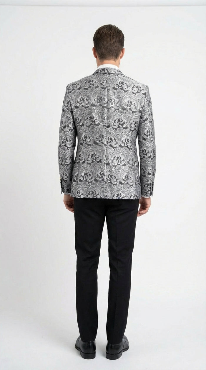 men’s silver prom blazer