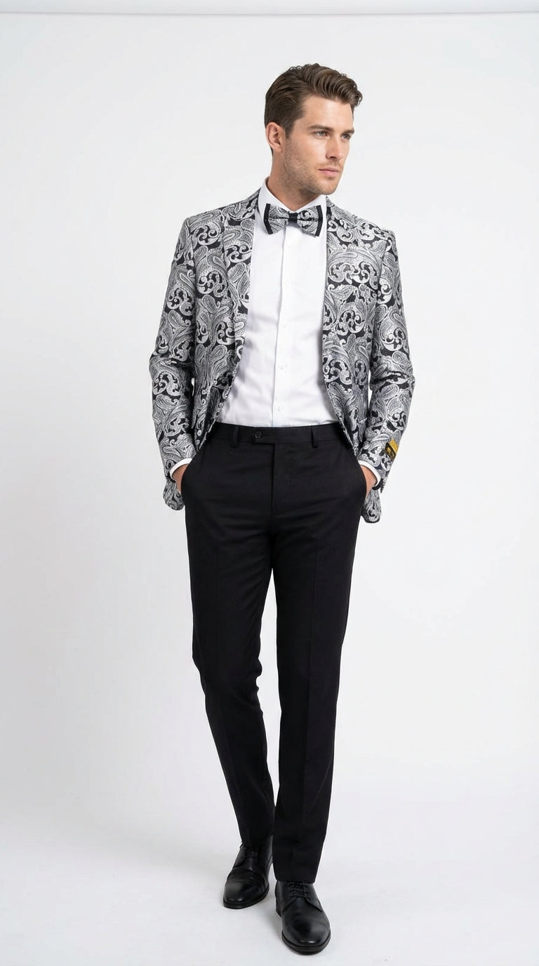 men’s silver prom blazer