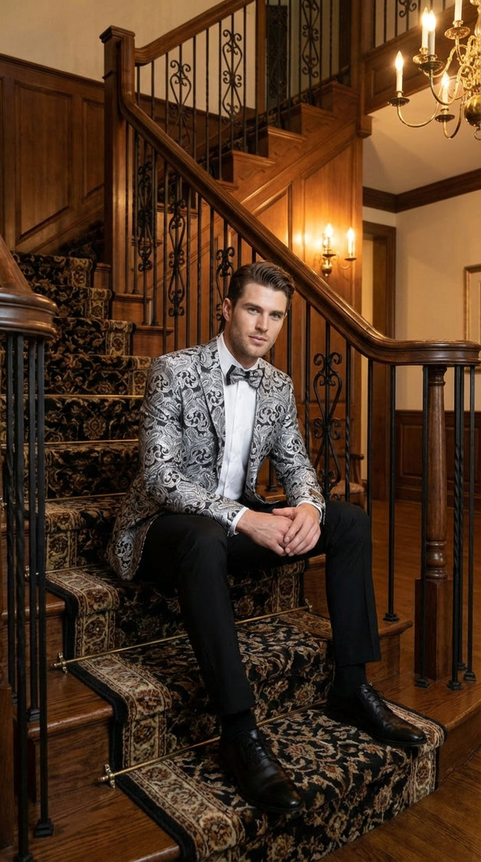 men’s silver prom blazer