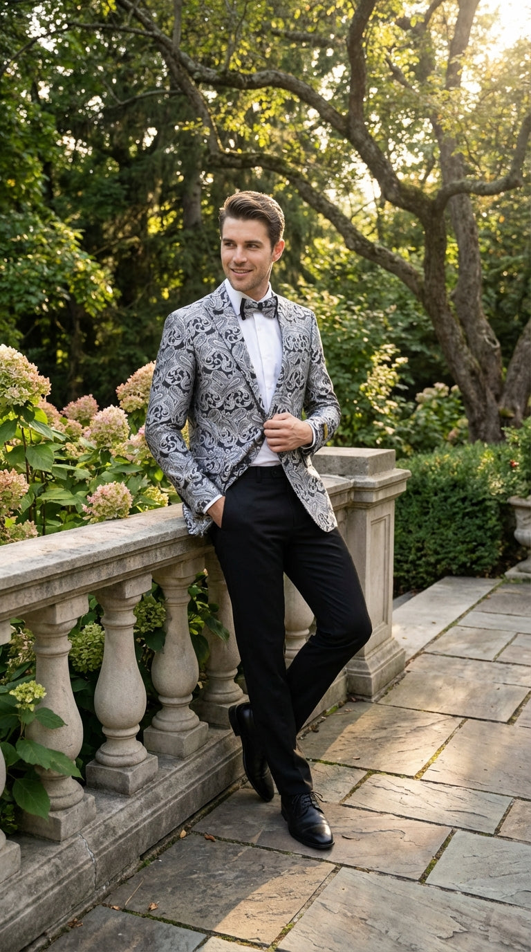 men’s silver prom blazer