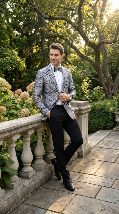 men’s silver prom blazer