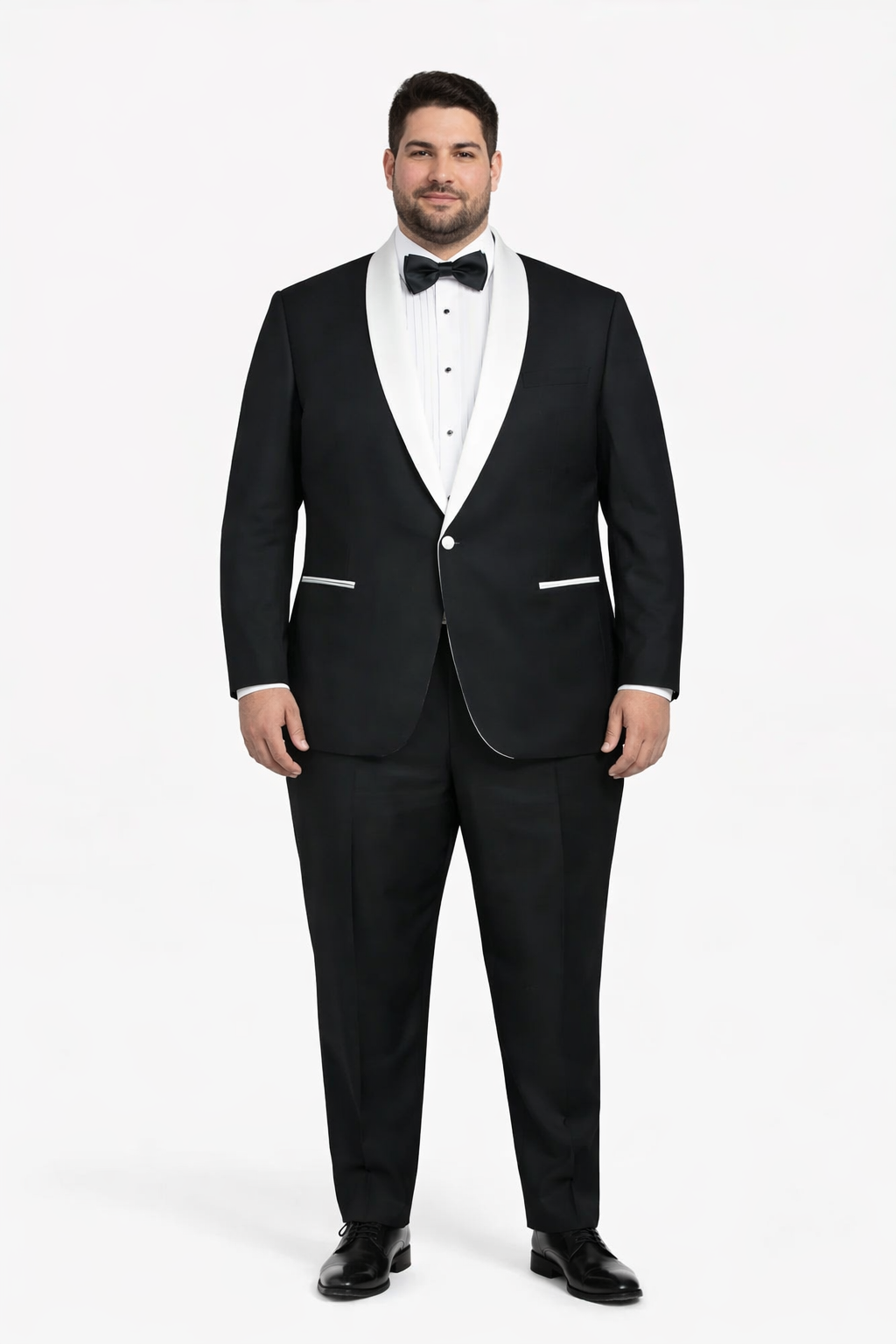 Mens 1 Button Contrast Shawl Tuxedo in Black & White