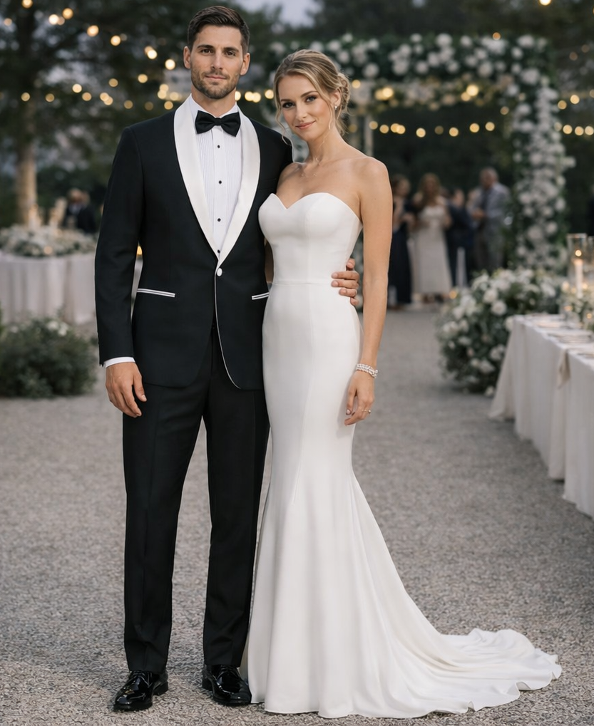 Mens 1 Button Contrast Shawl Tuxedo in Black & White