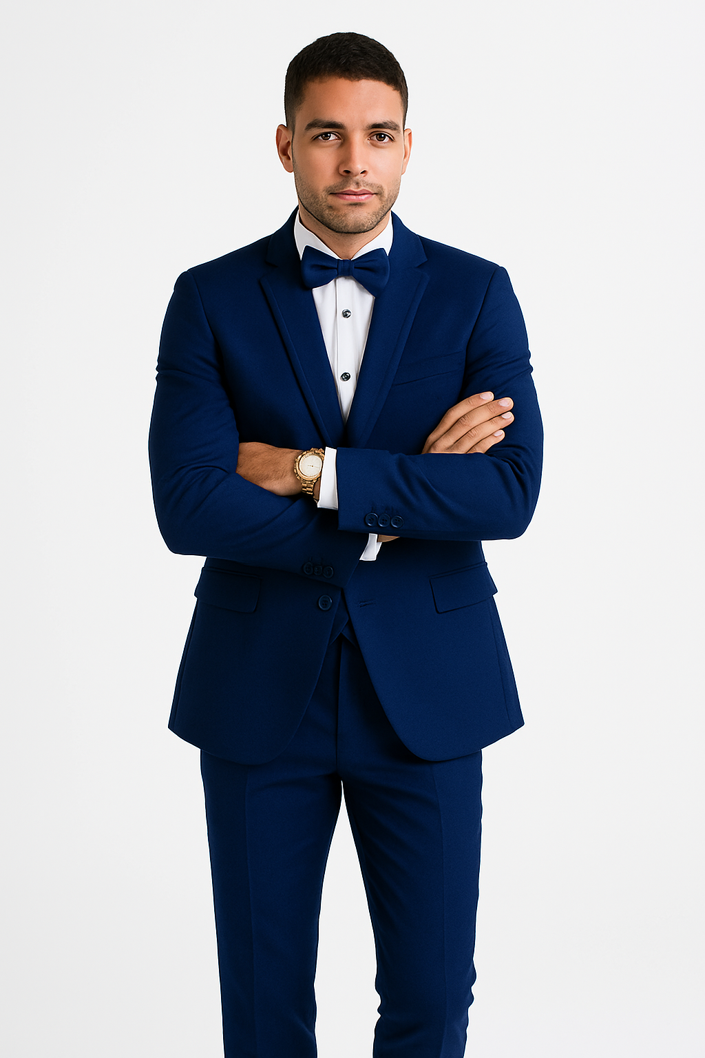 Mens 1 Button Shawl Lapel Vested Wool Wedding - Prom Tuxedo in Bright Sapphire Blue - Mens Slim Fitted Tuxedo