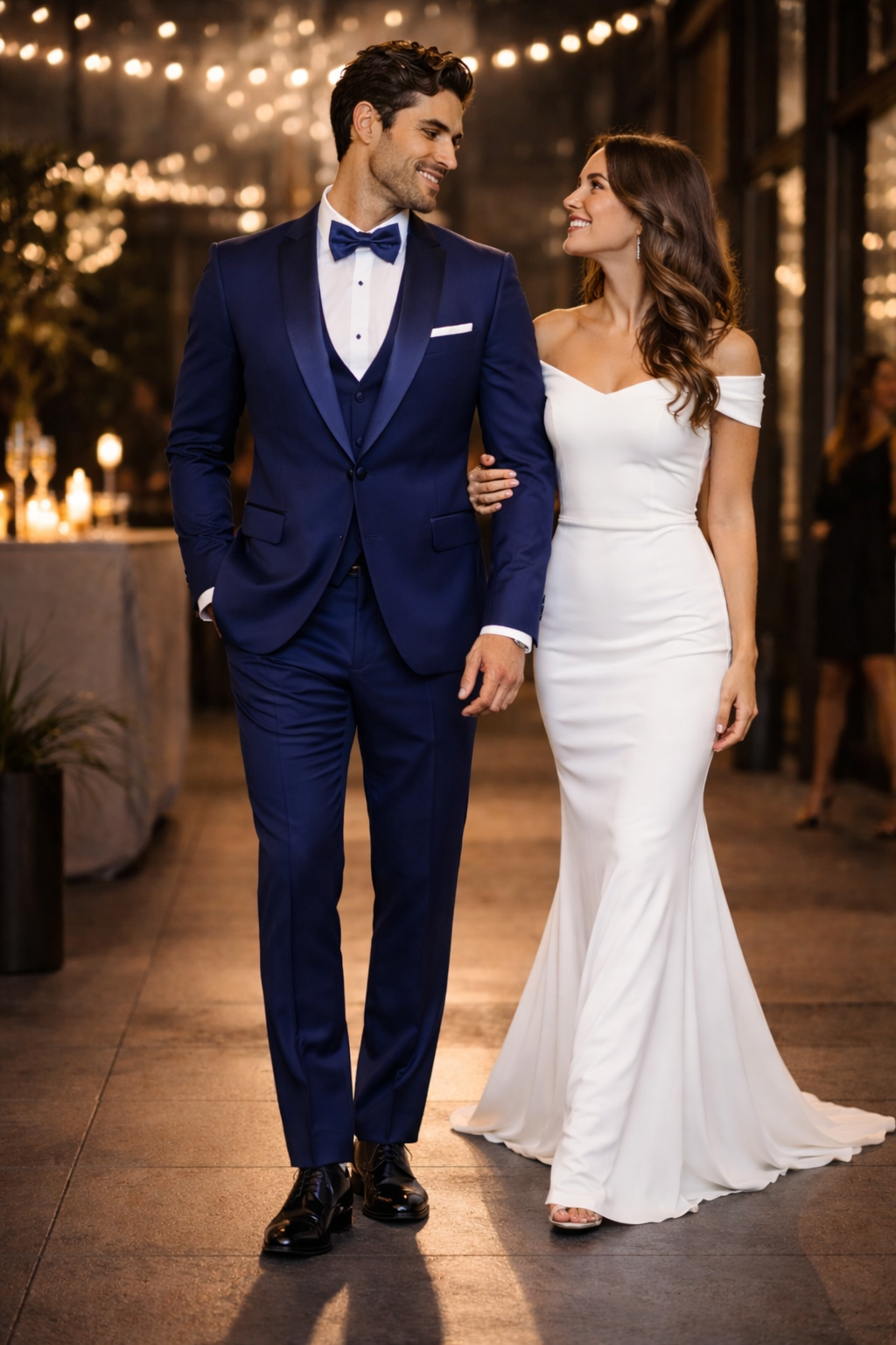 Men's 1 Button Shawl Lapel Vested Wool Wedding - Prom Tuxedo in Bright Sapphire Blue - Men's Slim Fitted Tuxedo