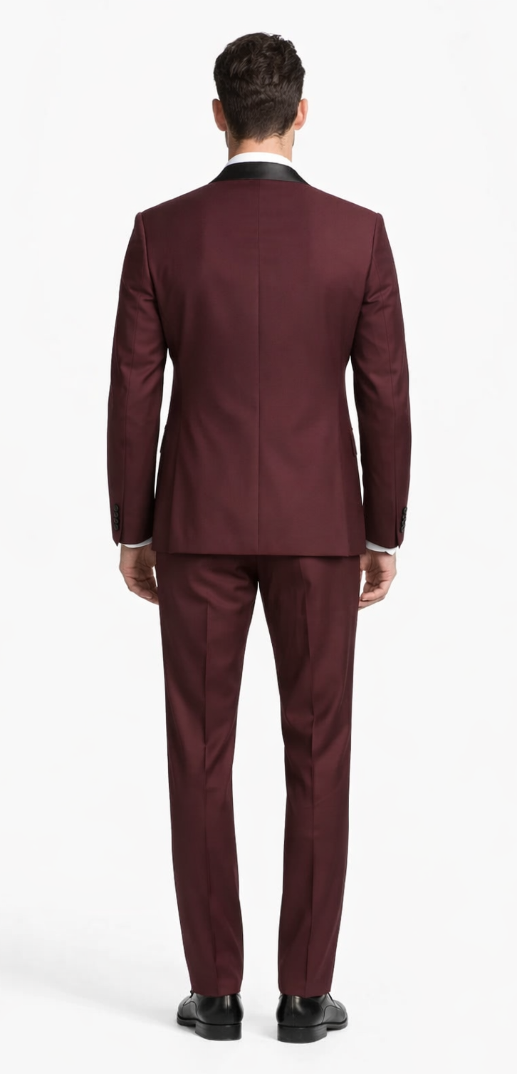 Mens 1 Button Shawl Lapel Wedding | Prom Tuxedo in Burgundy