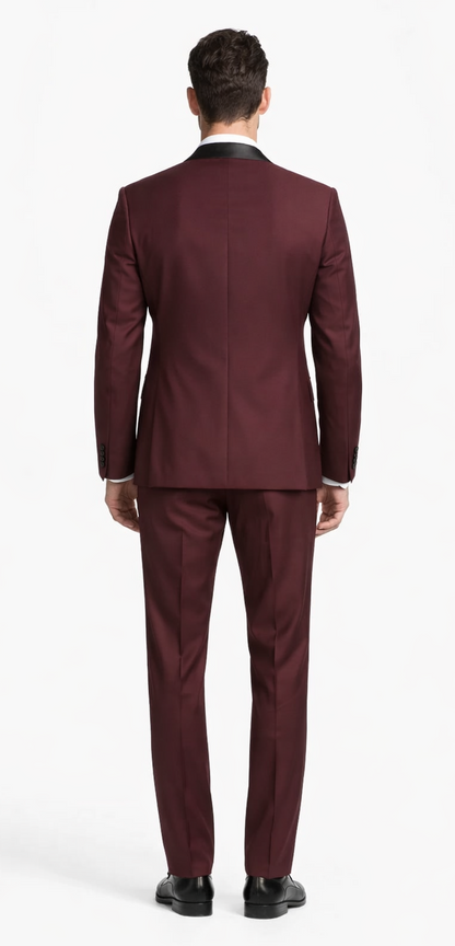 Mens 1 Button Shawl Lapel Wedding | Prom Tuxedo in Burgundy