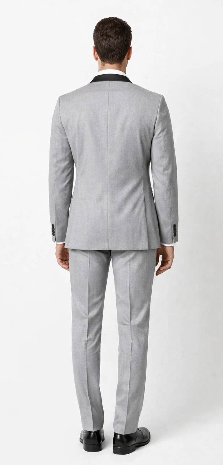Mens 1 Button Shawl Lapel Wedding | Prom Tuxedo in Light Grey