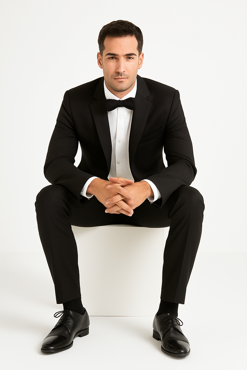 Mens 1 Button Slim Fit Shawl Tuxedo in Black - Mens Slim Fitted Tuxedo