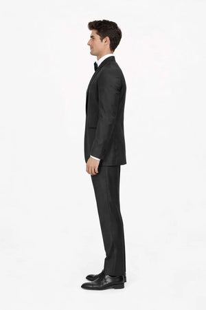Mens 1 Button Slim Fit Shawl Tuxedo in Black - Mens Slim Fitted Tuxedo
