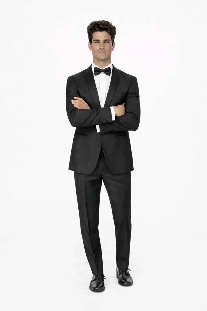 Mens 1 Button Slim Fit Shawl Tuxedo in Black - Mens Slim Fitted Tuxedo