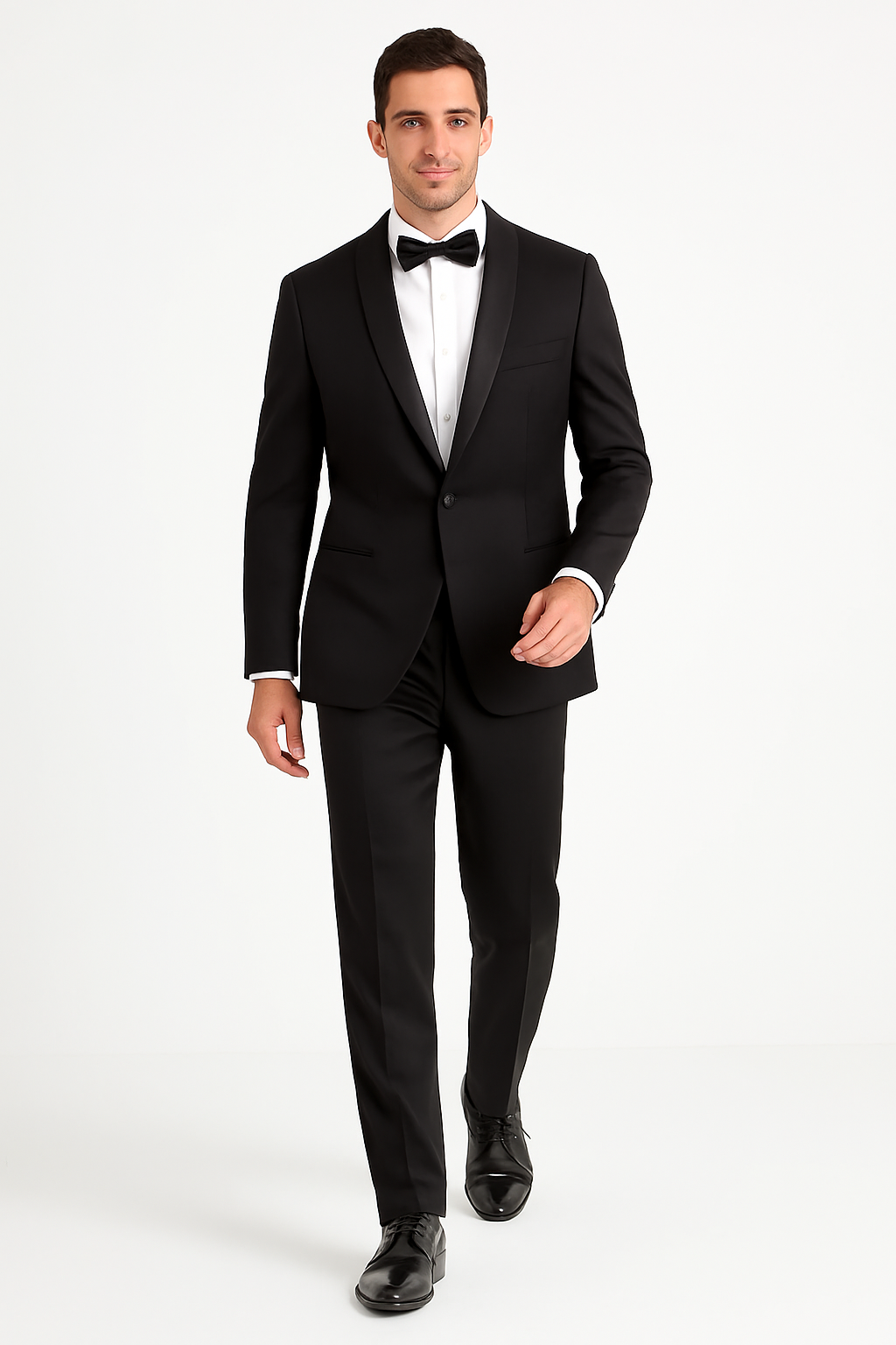 Mens 1 Button Slim Fit Shawl Tuxedo in Black - Mens Slim Fitted Tuxedo