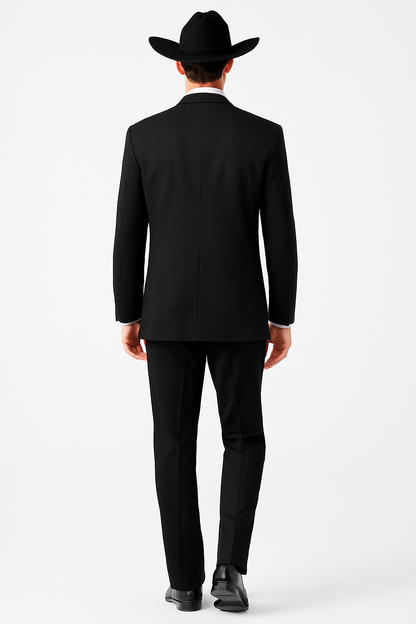 Mens 1 Button Western Cowboy Wedding Tuxedo Black
