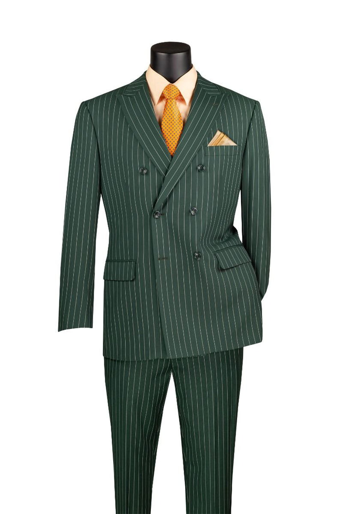 Men's Double Breasted Gangster Pinstripe Suit in Navy Blue