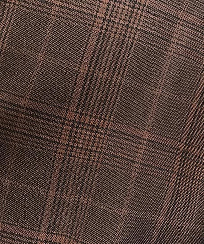 Mens 1930s Chestnut Brown Plaid 3 Piece Dress Suit 1920s Fancy Vest V2RW-7