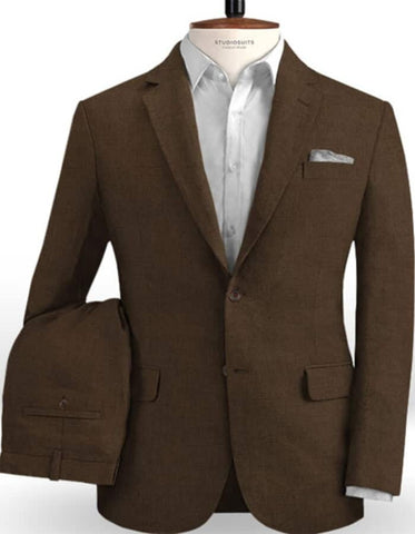 Linen Suit - Mens Summer Suits Brown Color - Beach Wedding