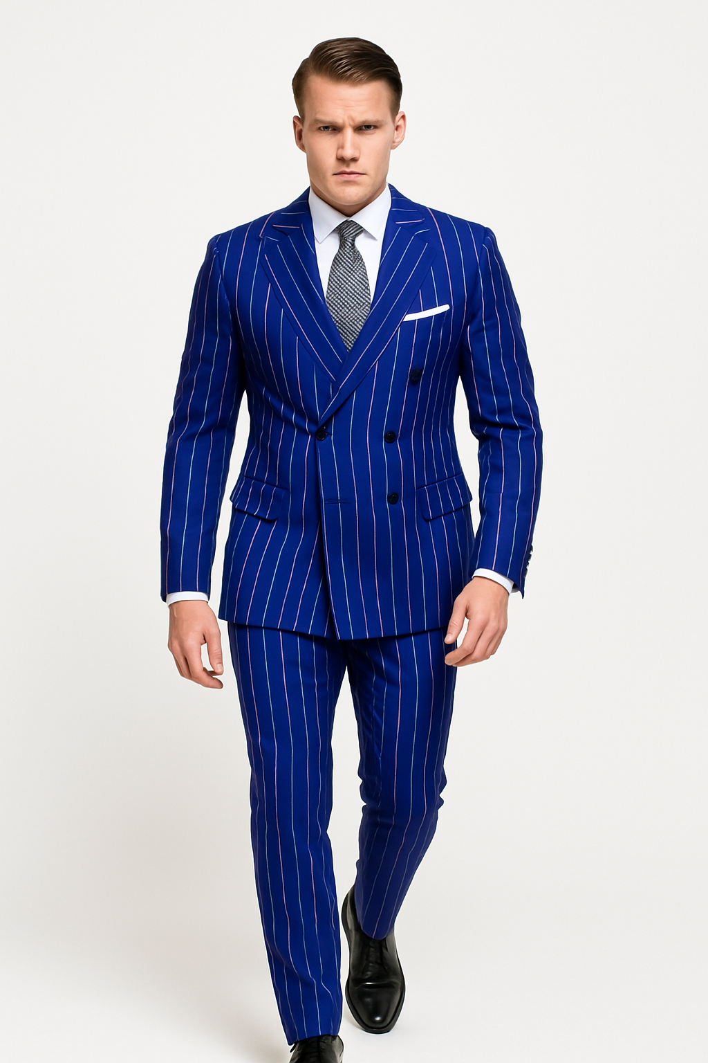 Mens 2 Button Gangster Burgundy/Royal/Purple Suit