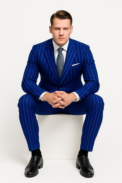 Mens 2 Button Gangster Burgundy/Royal/Purple Suit