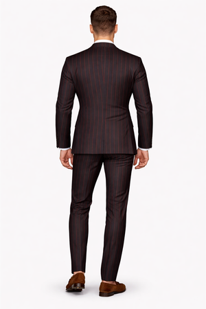 Mens 2 button Gangster Pinstripe Suit in Black & Red