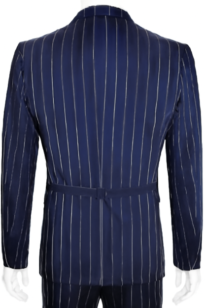 Mens 2 Button Gangster Pinstripe Suit in Dark Navy
