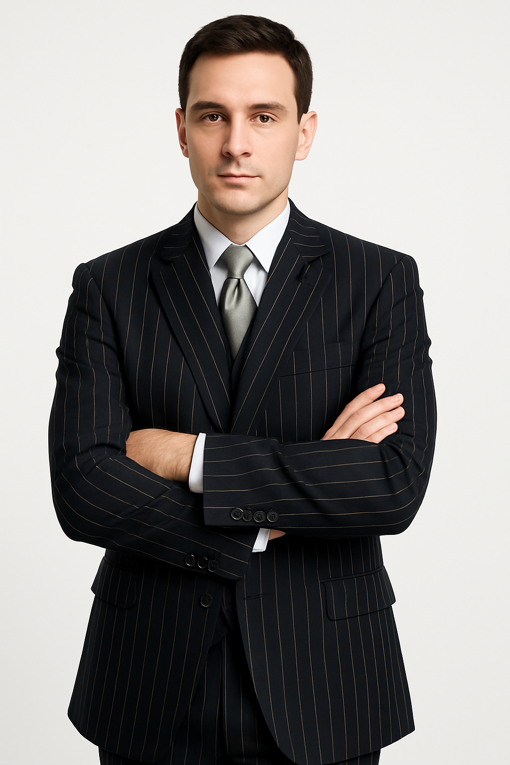 Mens 2 Button Gangster Pinstripe Suit in BLACK / GREY / BURGUNDY