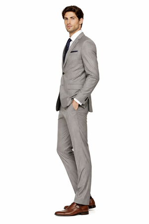Mens 2 Button Modern Fit Suit Light Grey