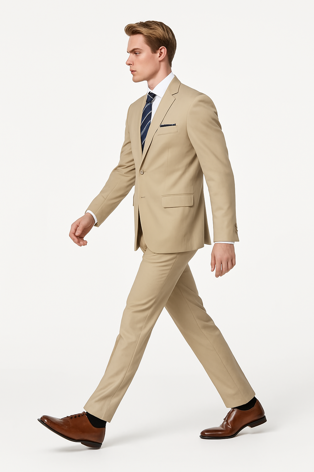 Mens 2 Button Modern Fit Suit Tan