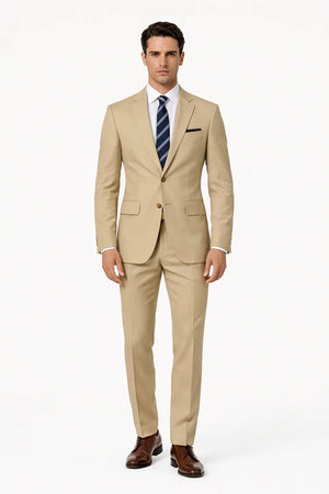 Mens 2 Button Modern Fit Suit Tan