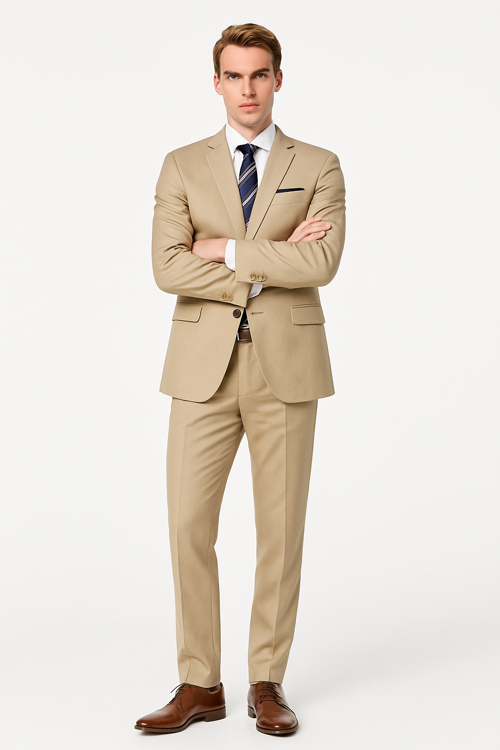 Mens 2 Button Modern Fit Suit Tan