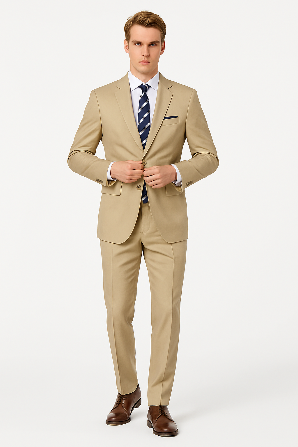 Mens 2 Button Modern Fit Suit Tan