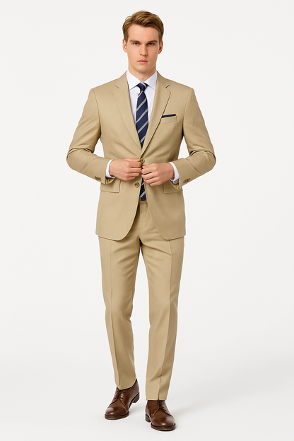 Mens 2 Button Modern Fit Suit Tan