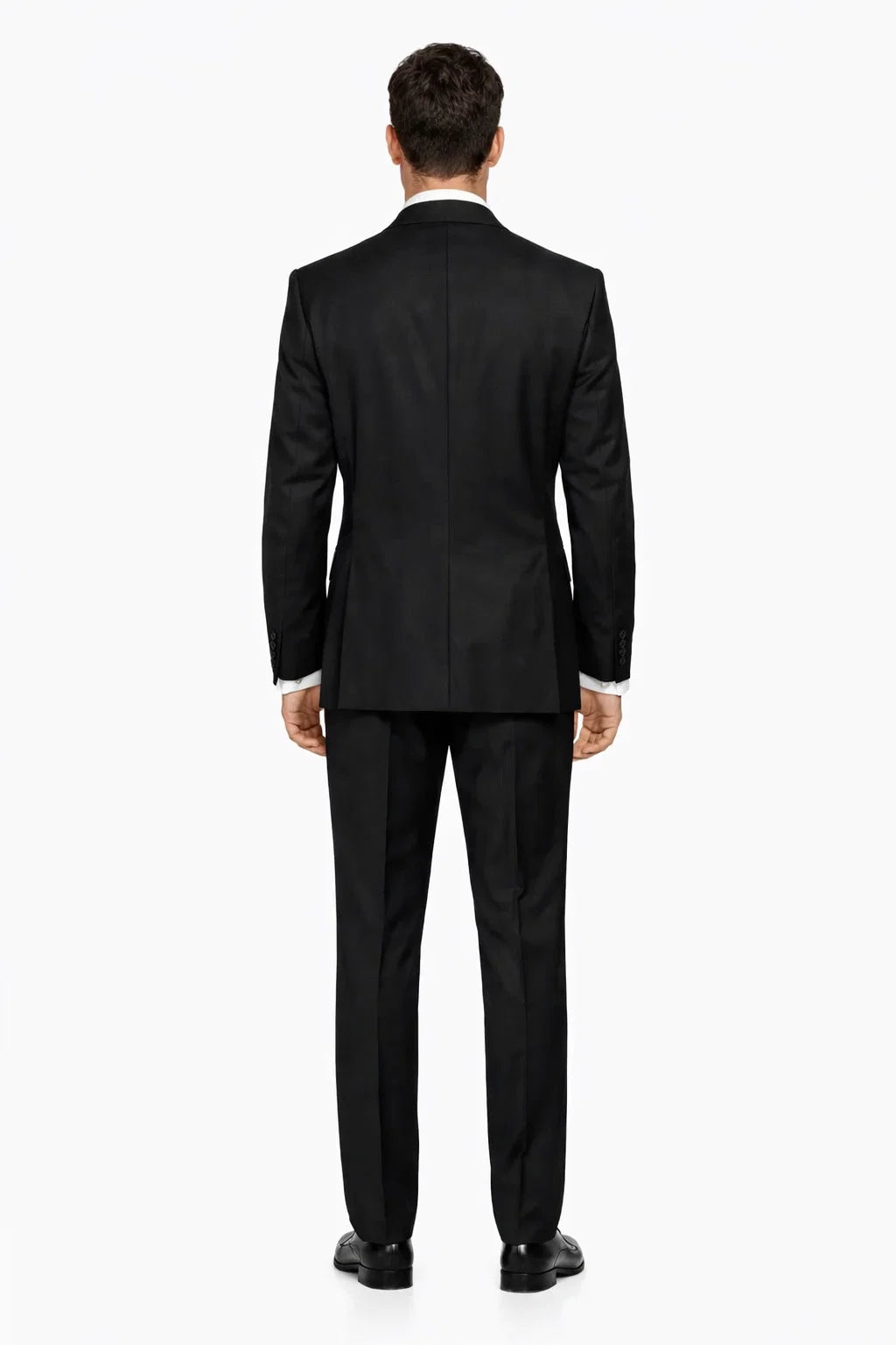 Mens 2 Button Modern Fit Vested Wool Tuxedo in Black