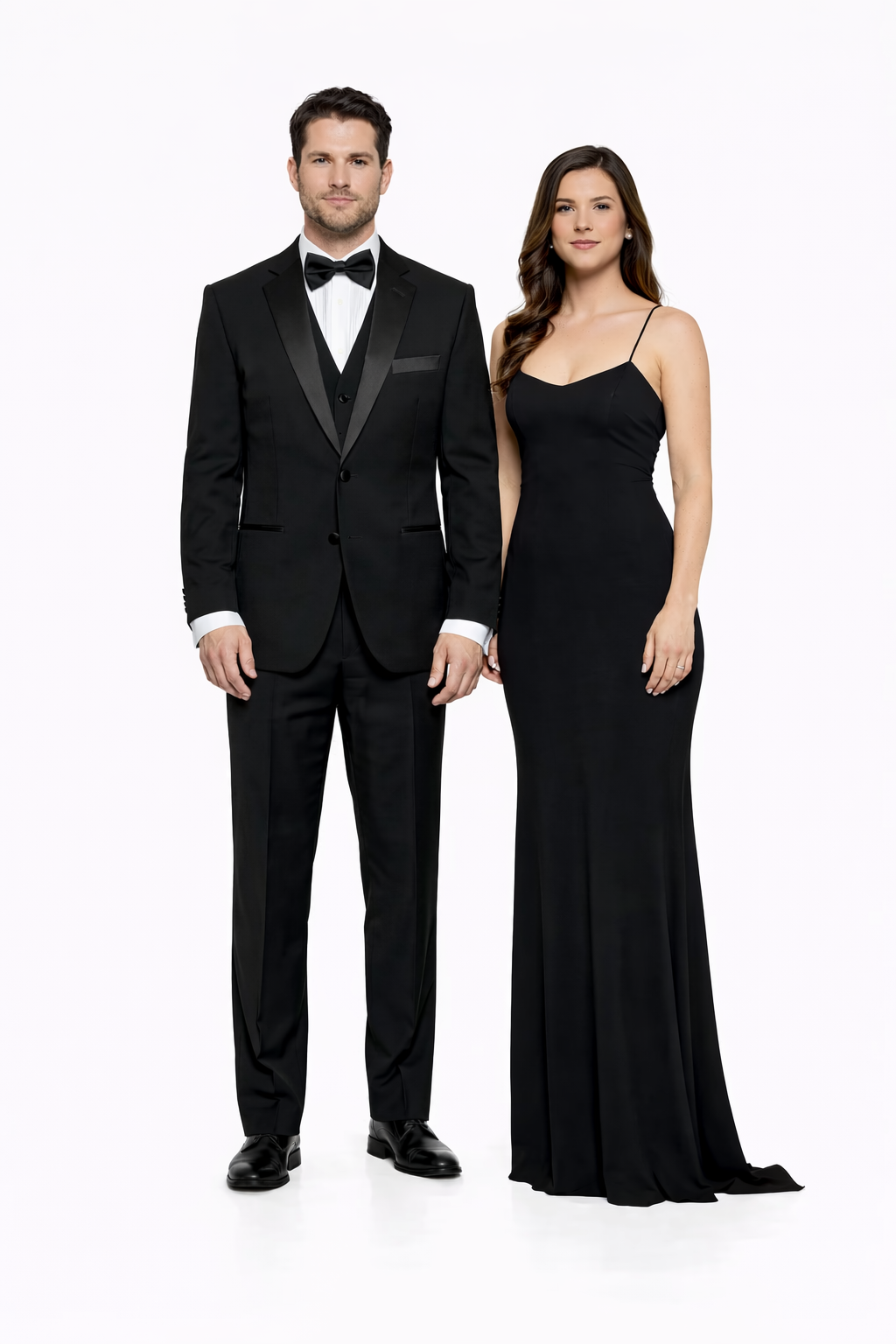 Mens 2 Button Modern Fit Vested Wool Tuxedo in Black