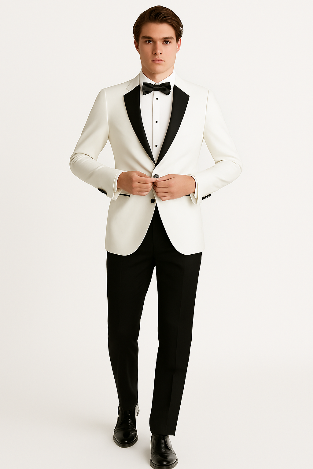 Mens 2 Button Shawl/Peak Hybrid Sharkskin Tuxedo in White