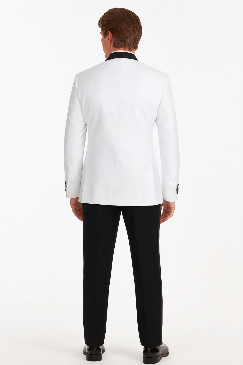 Mens 2 Button Shawl/Peak Hybrid Sharkskin Tuxedo in White