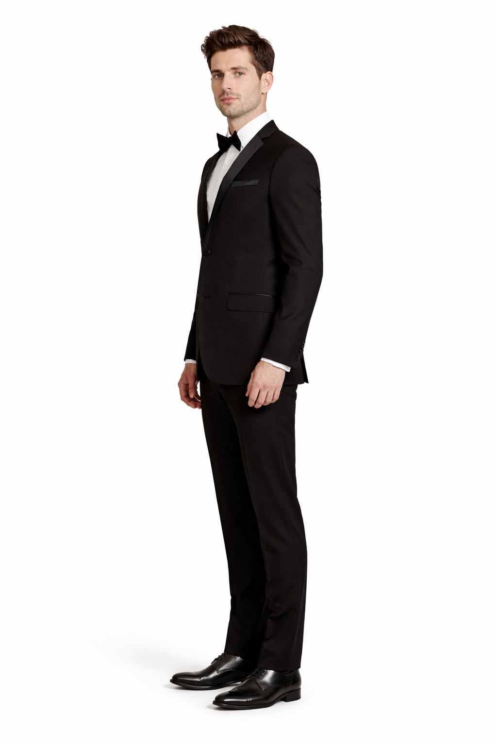 Mens 2 Button Slim Fit Notch Tuxedo in Black - Mens Slim Fitted Tuxedo